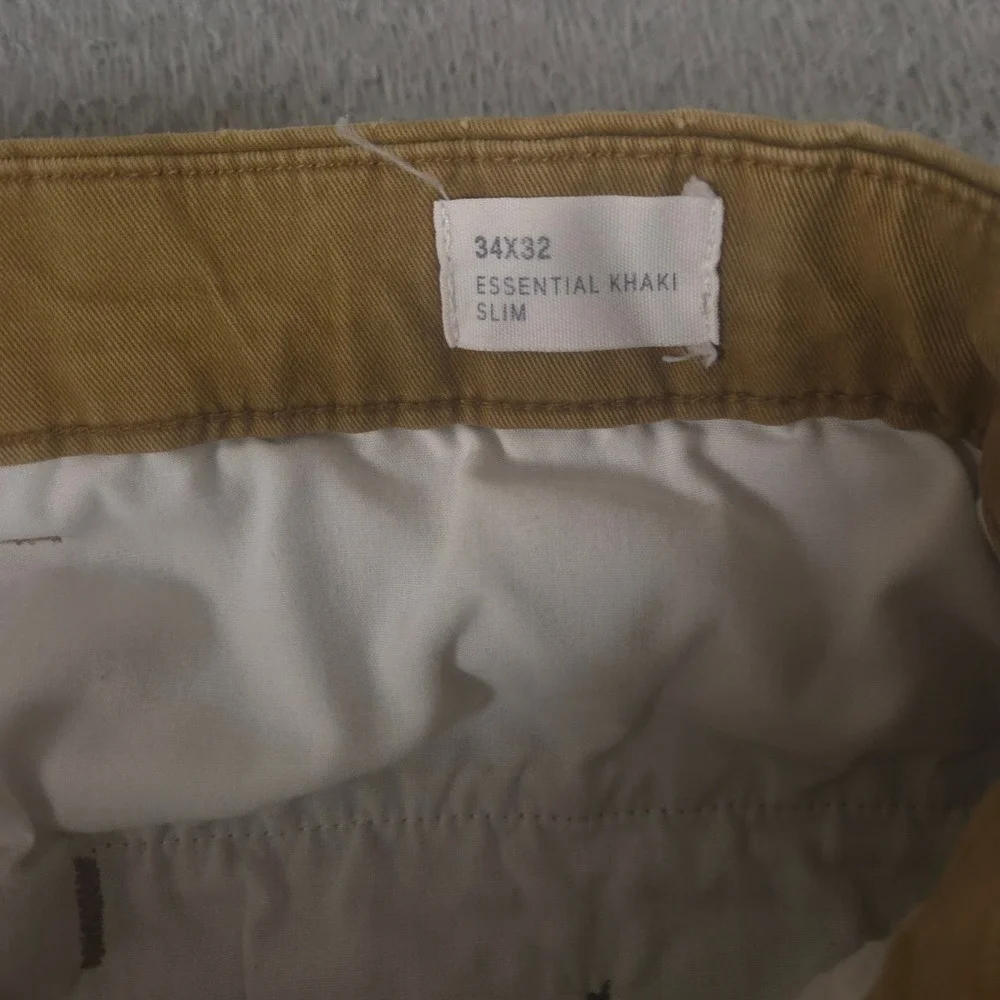 Gap Pants Mens 34x32 Tan Essential Khaki Slim Fit Stretch GapFlex Chino Trousers